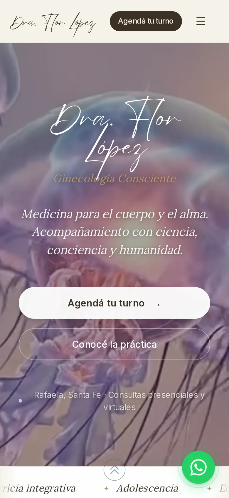 El sitio de la Dra. Flor López en su versión para celular